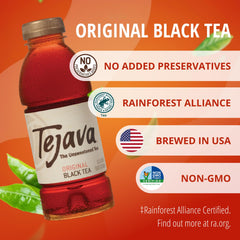 Tejava Original Black Tea bottle in fridge ready to chill and enjoy.