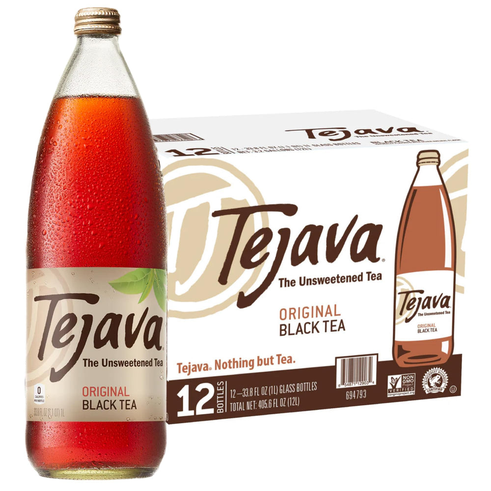 Tejava Original Unsweetened Tea bottle 1L for clean, calorie-free refreshment.