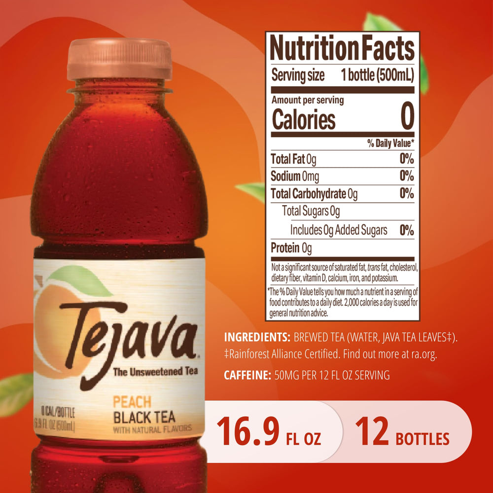 Tejava peach iced tea pack on display highlights convenient 12-pack.