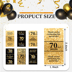 Tenare 70th birthday stickers on a chocolate bar showcasing classy wrapping.