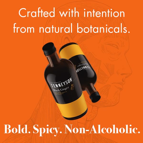 Tenneyson Black Ginger bottle label emphasizes natural ingredients and gluten-free appeal.