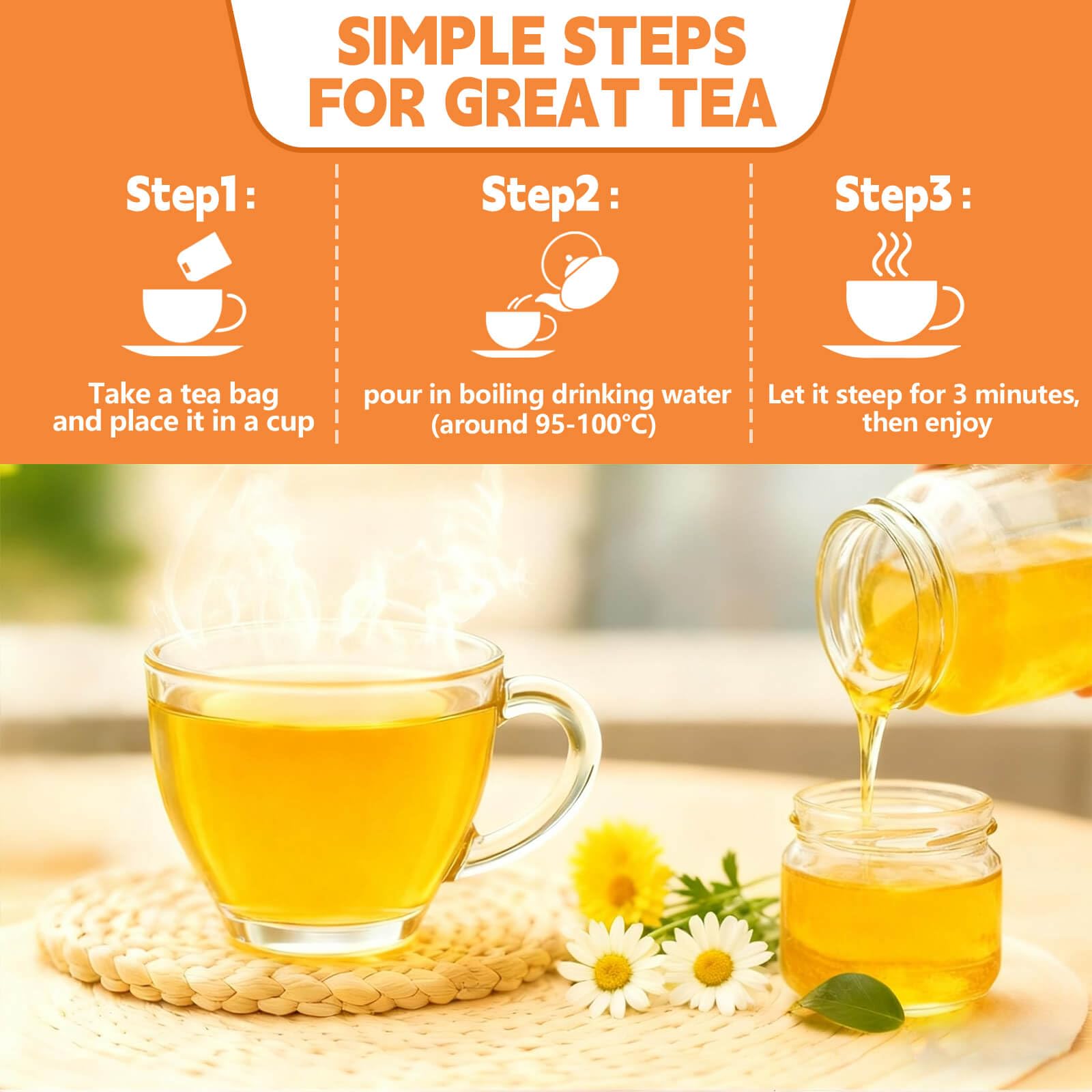 Tenyxarae Chamomile Tea Bags offering digestive comfort after meals