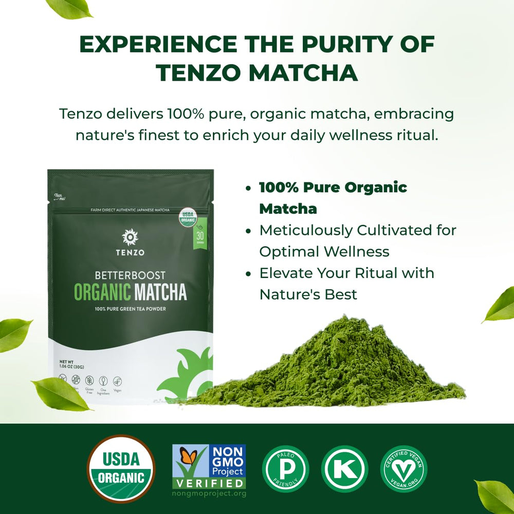 Tenzo Matcha bowl and whisk ready for ceremonial-style preparation.
