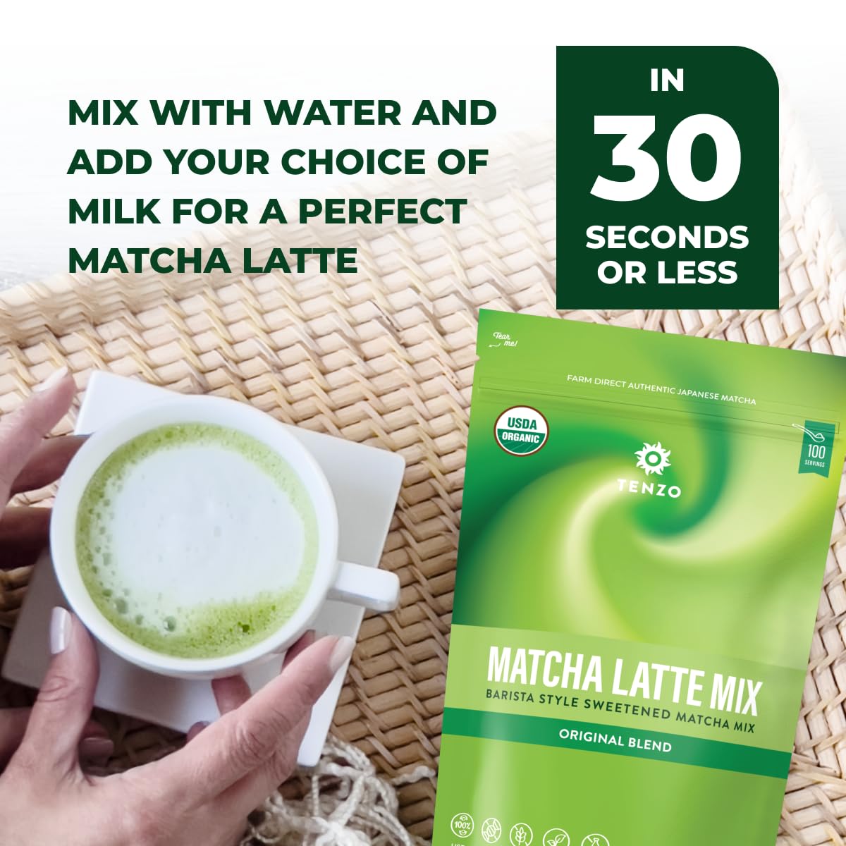 Cup with Tenzo matcha latte mug setup ready for a cozy home ritual