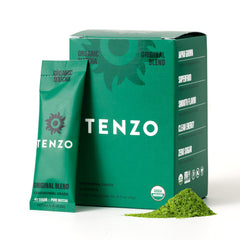 Tenzo Matcha single-serve stick packaging for easy on-the-go brewing.