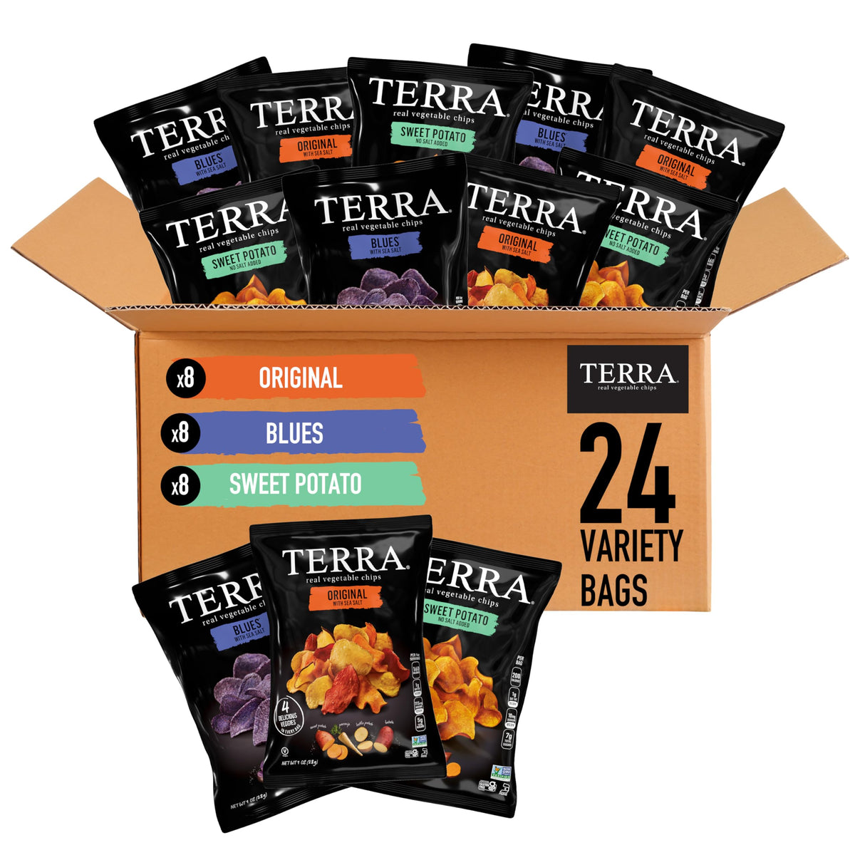 Terra Original Sea Salt chips bag highlights gluten-free vegan snack