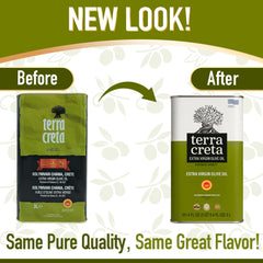 Terra Creta olive oil label closeup confirms authenticity with clear PDO indications.