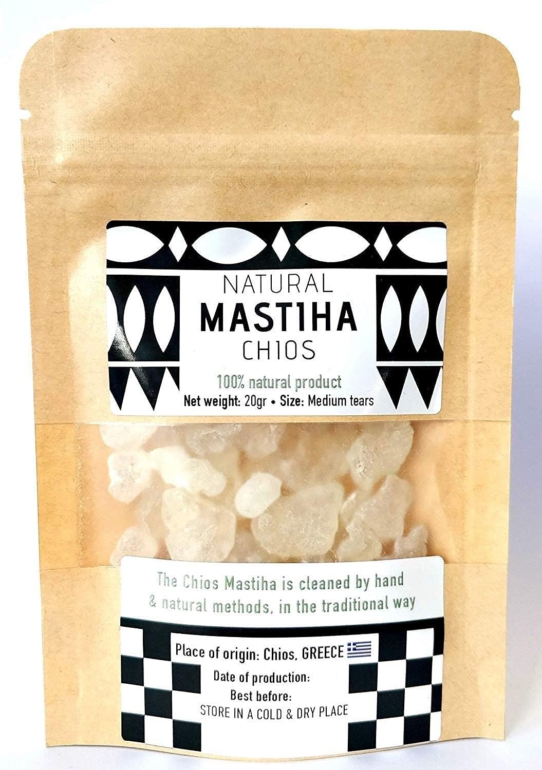 Terra Greek Chios Mastiha Tears 20g pack, authentic resin for cooking and skincare.