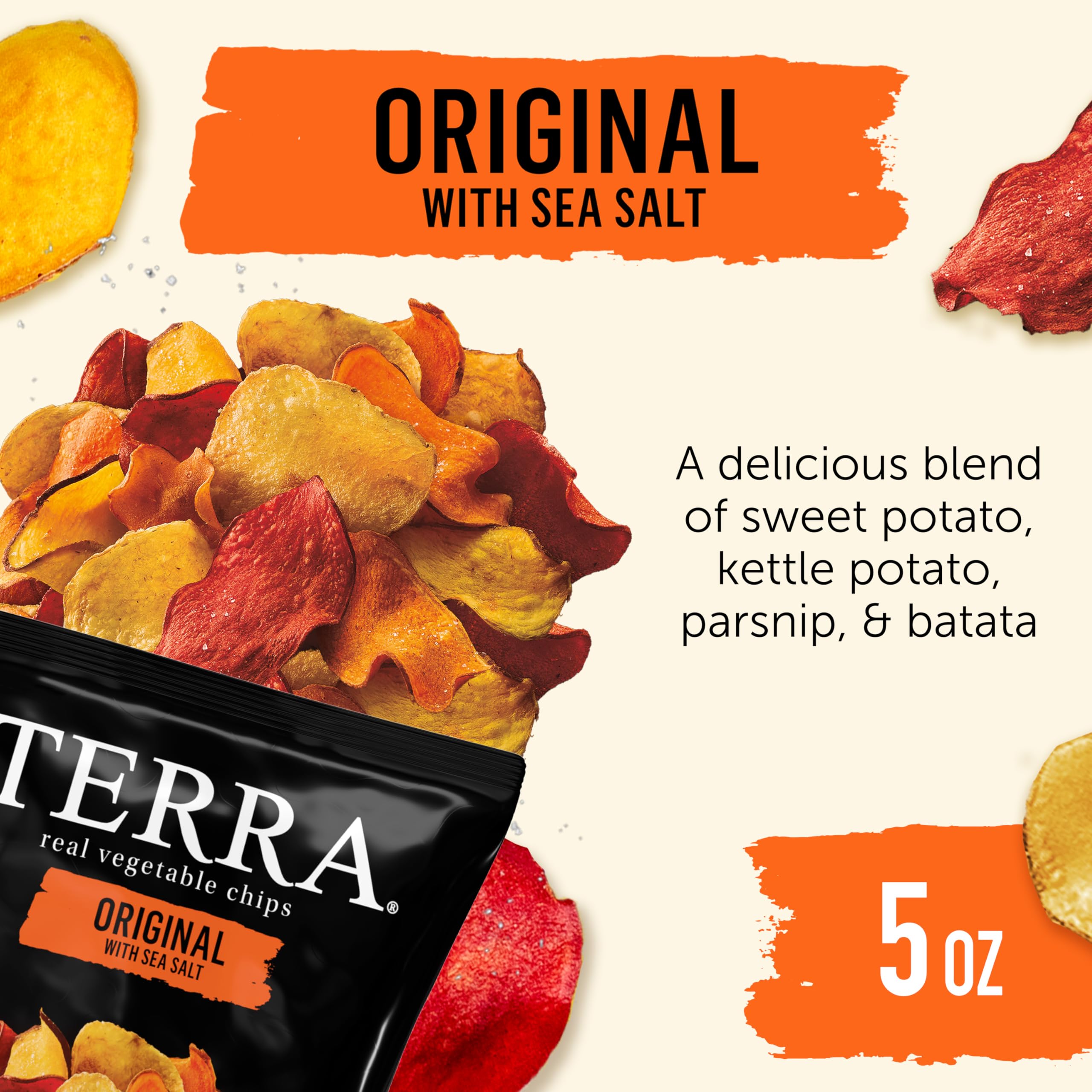 Terra kettle potato crisps in a 5oz bag are non-GMO.