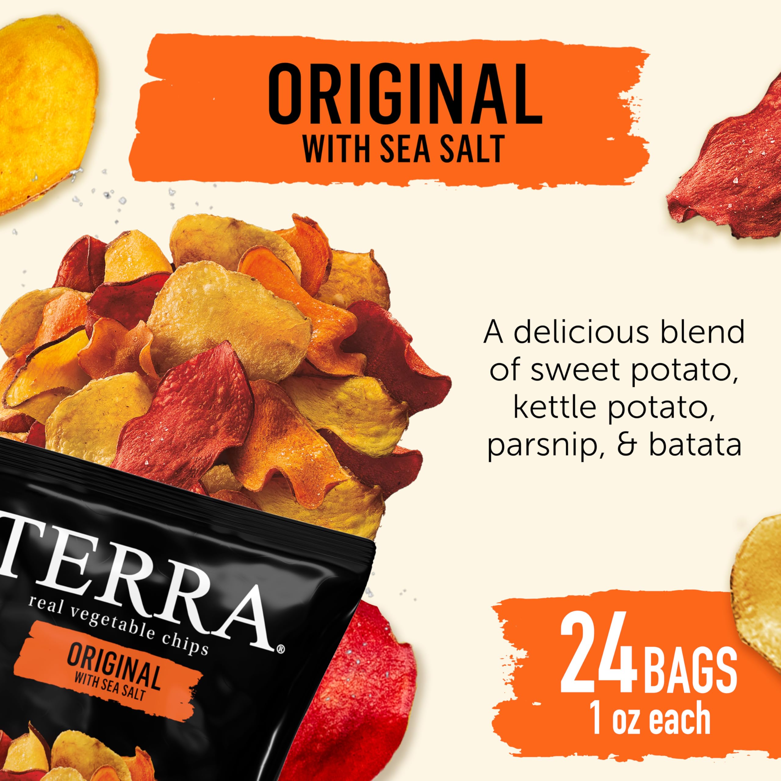 Terra Original Sea Salt texture close-up emphasizing crisp bite and satisfying crunch.