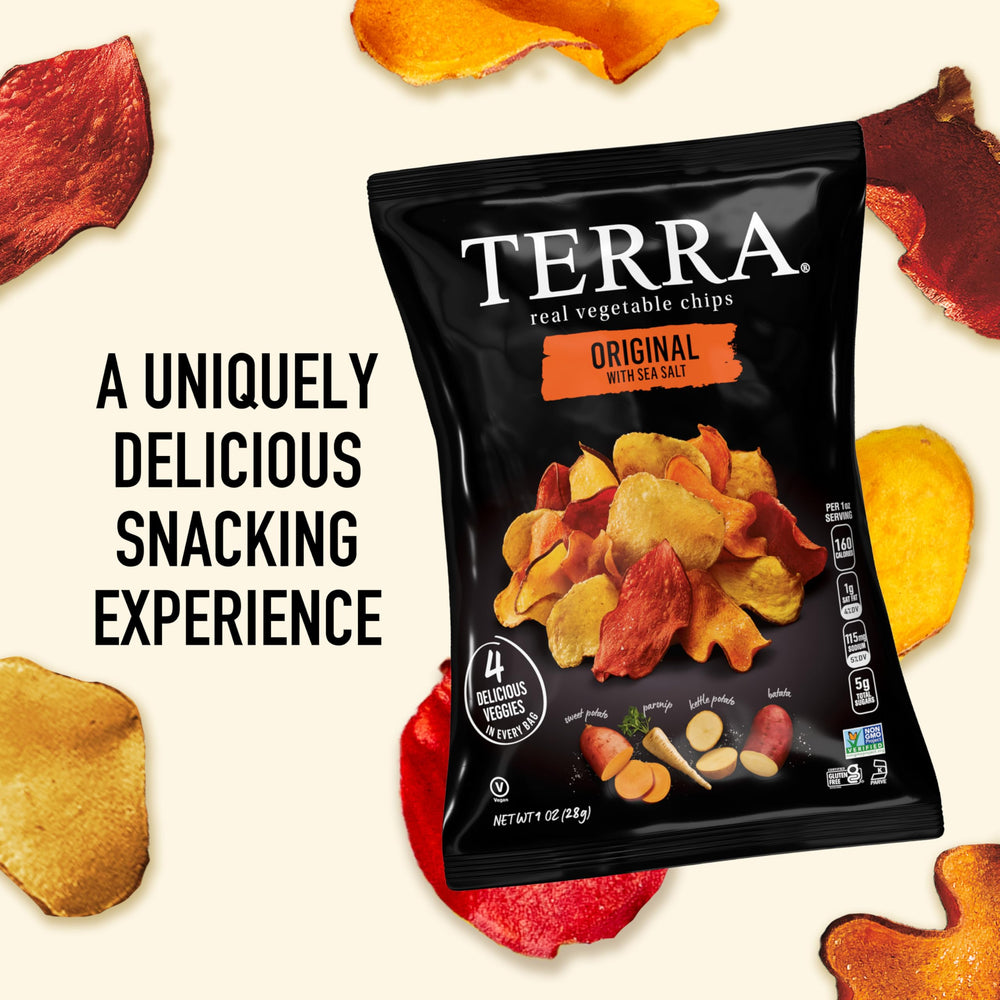 Terra Original Sea Salt label shows gluten-free and non-GMO for trust and purity.