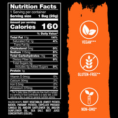 Terra Original Sea Salt chips with a variety of vegetables promoting gluten-free, plant-based pleasure.