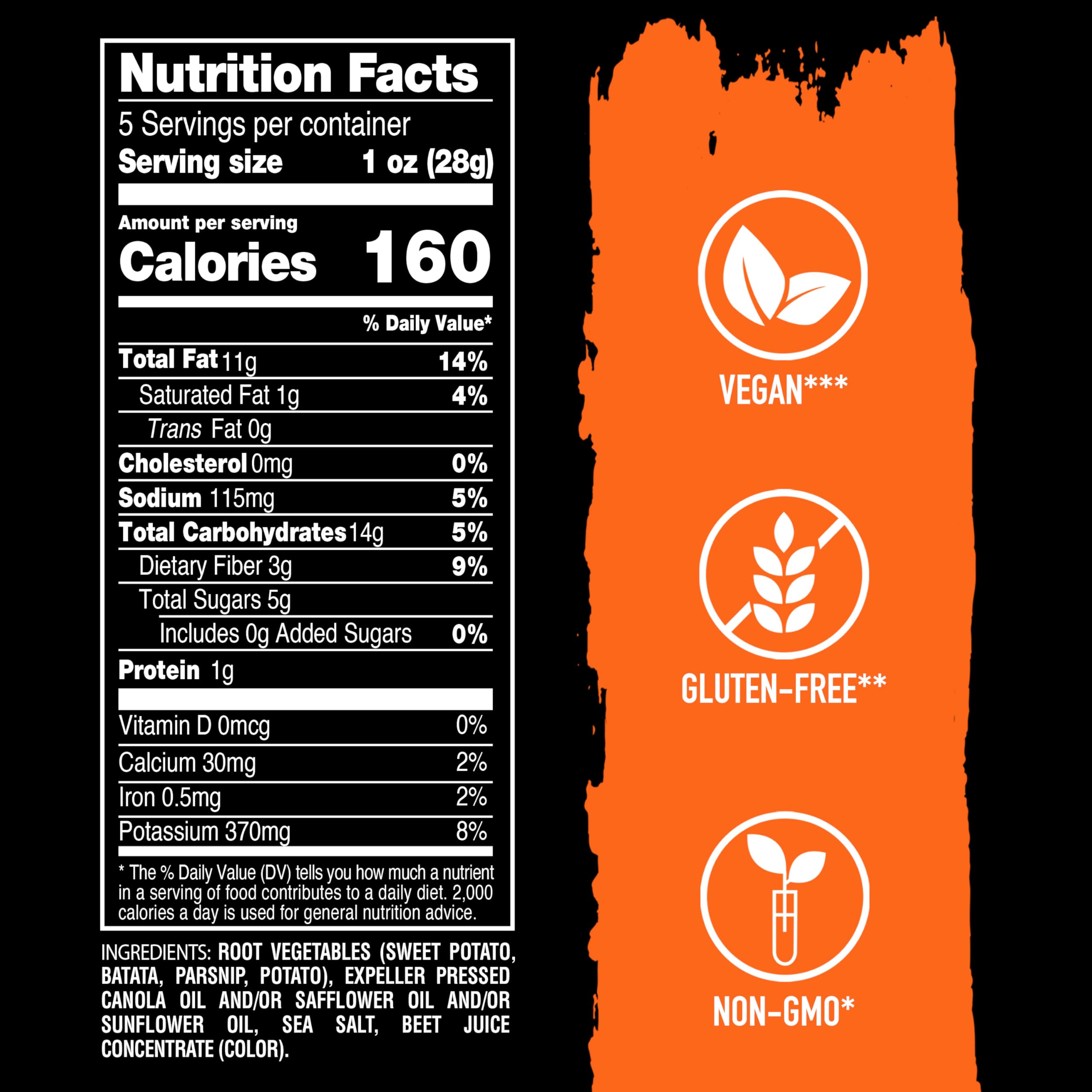 Terra Original Vegetable Chips close-up reveals vibrant, crisp vegetable crisps.