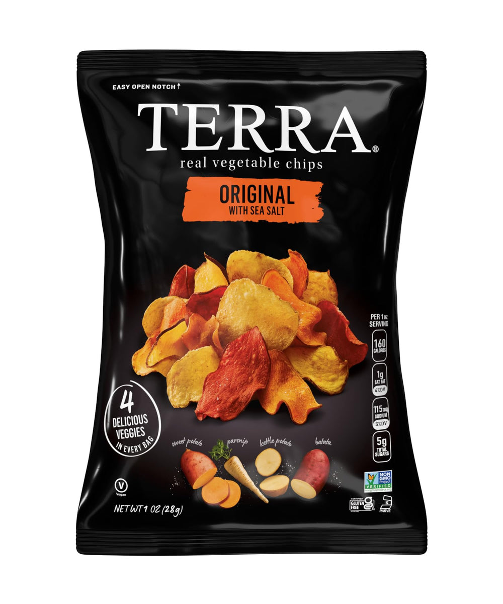 Terra chips on a snack platter; versatile option for gatherings.