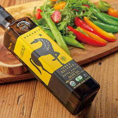 Terra Delyssa organic olive oil bottle label highlights authenticity and traceability.