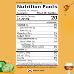Terrapick green cabbage juice bottle pour showing natural color and sweetness.