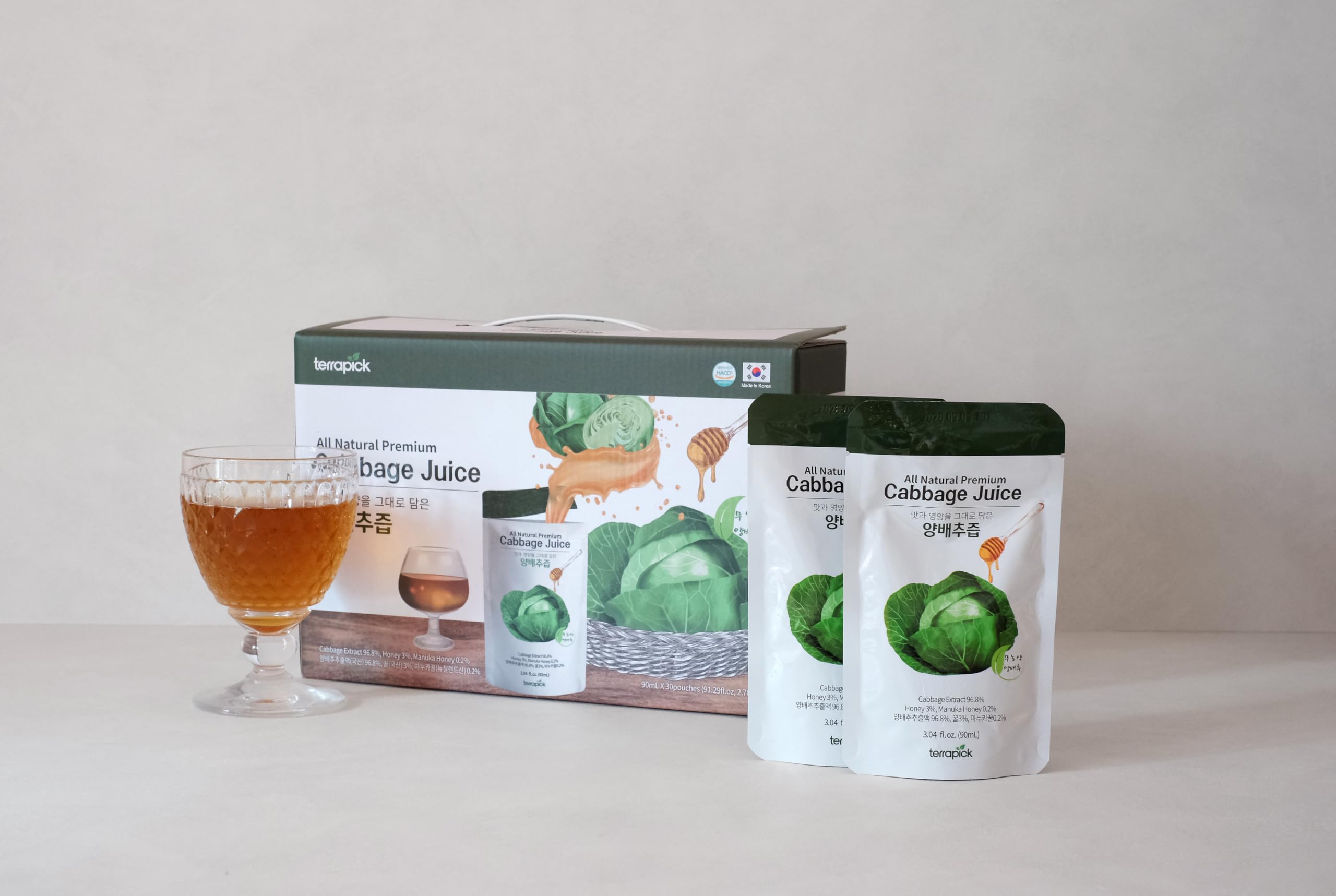 Terrapick Manuka honey infused juice packaging signals premium flavor.