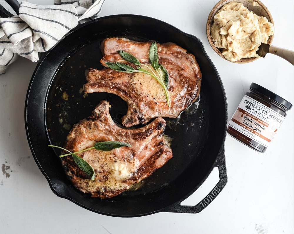 Terrapin Ridge Apple Maple Bacon Jam glaze for pork tenderloin adds gloss and depth.