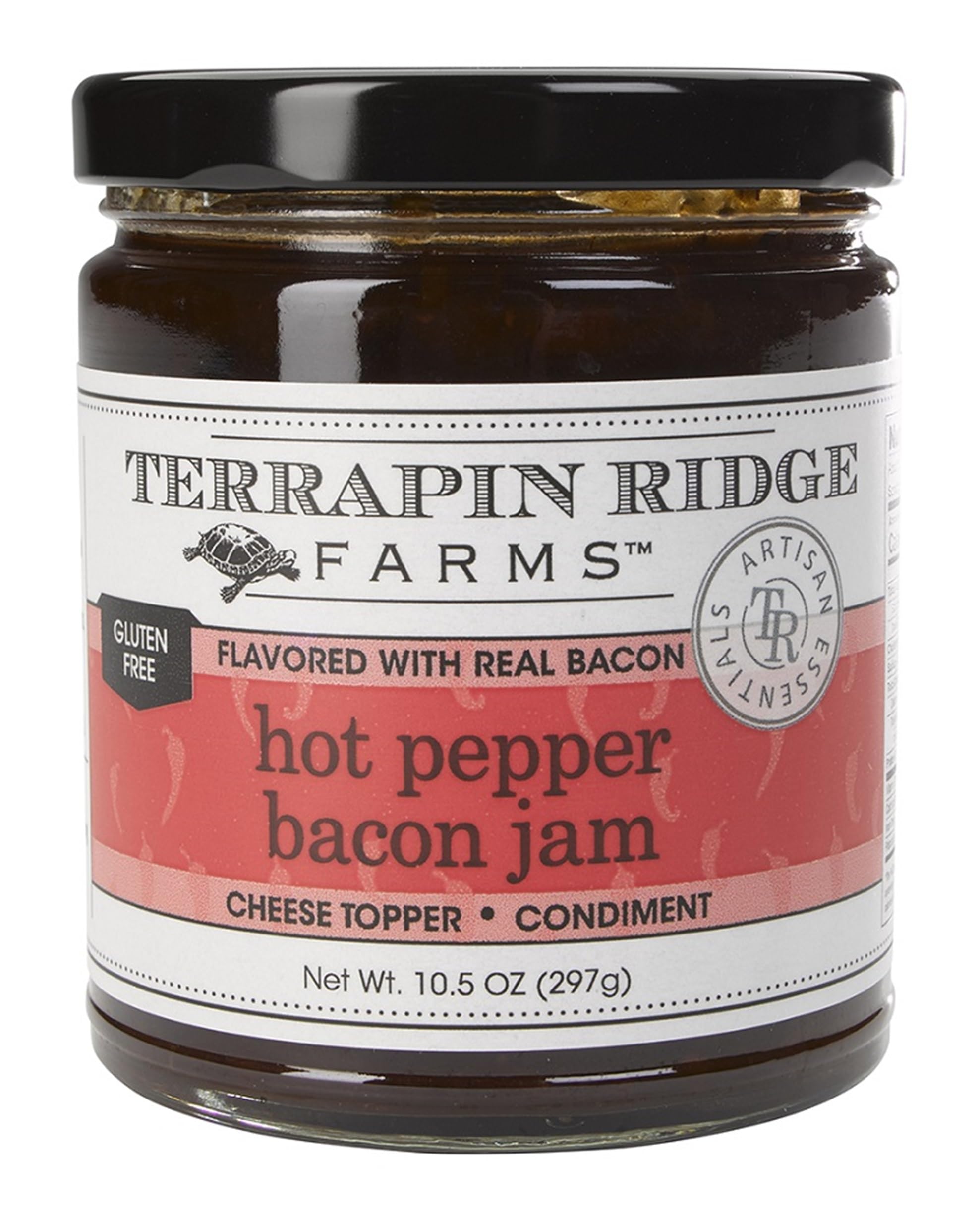 Terrapin Ridge Hot Pepper Bacon Jam jar on display for cheese boards.