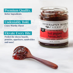 Terrapin Ridge hot pepper bacon jam on cream cheese, a crowd-pleasing dip.
