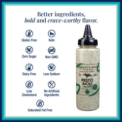 Terrapin Ridge Farms Pesto Aioli on sandwich top for a flavorful uplift.