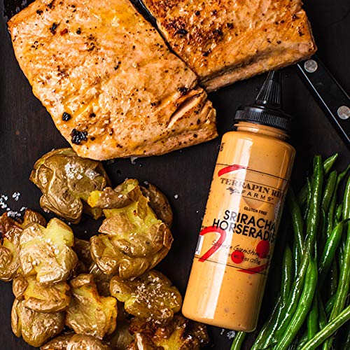 Terrapin Ridge Sriracha Horseradish Garnishing Sauce dipping plate adds a zesty touch