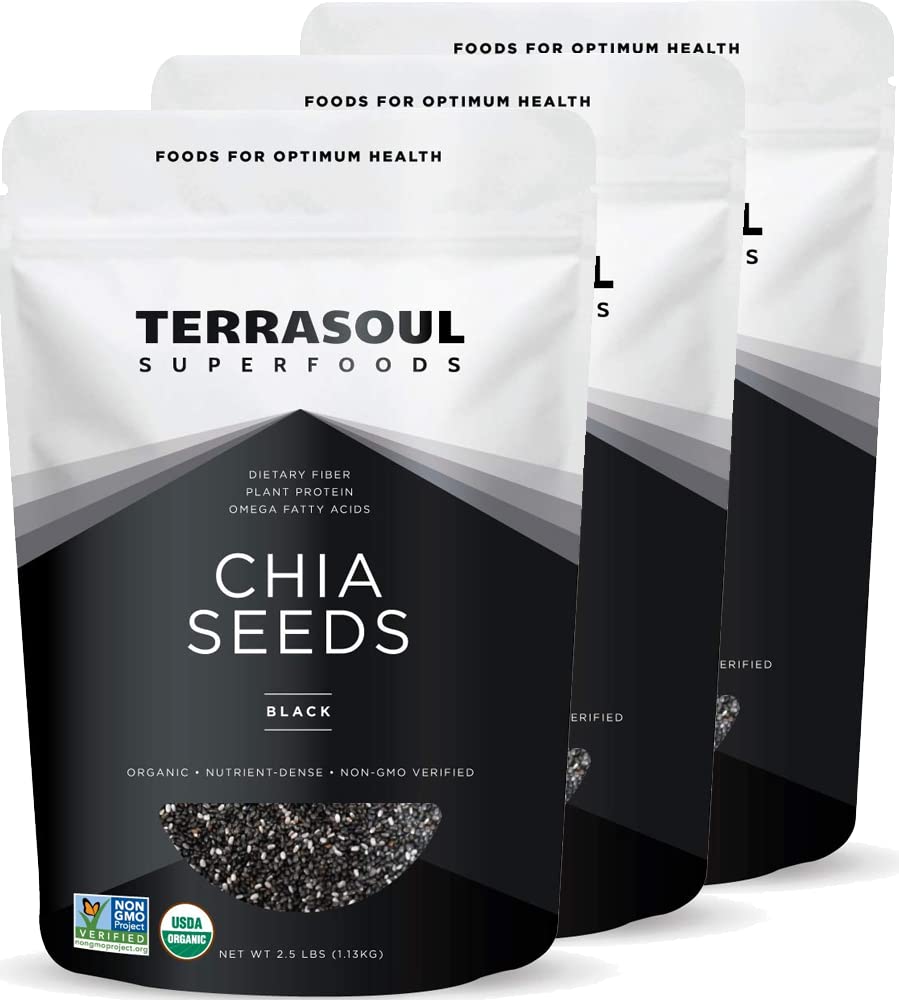 Terrasoul Black Chia Seeds bulk pack hero ideal for pantry storage and bulk buying