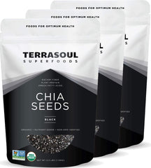 Terrasoul Black Chia Seeds bulk pack hero ideal for pantry storage and bulk buying