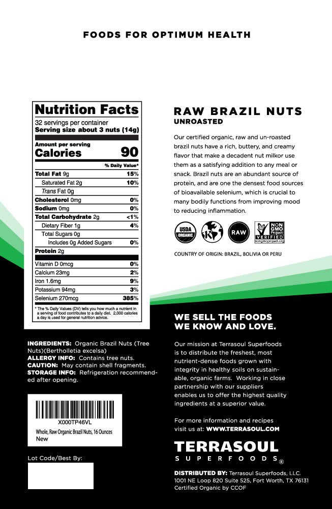 Terrasoul Brazil nuts unsalted closeup highlights natural texture and quality.