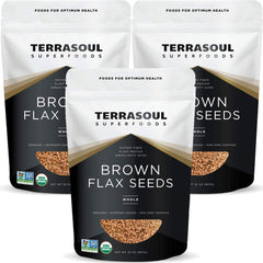 Terrasoul brown flax seeds 2lb pouch — rich omega-3 source for smoothies and baking
