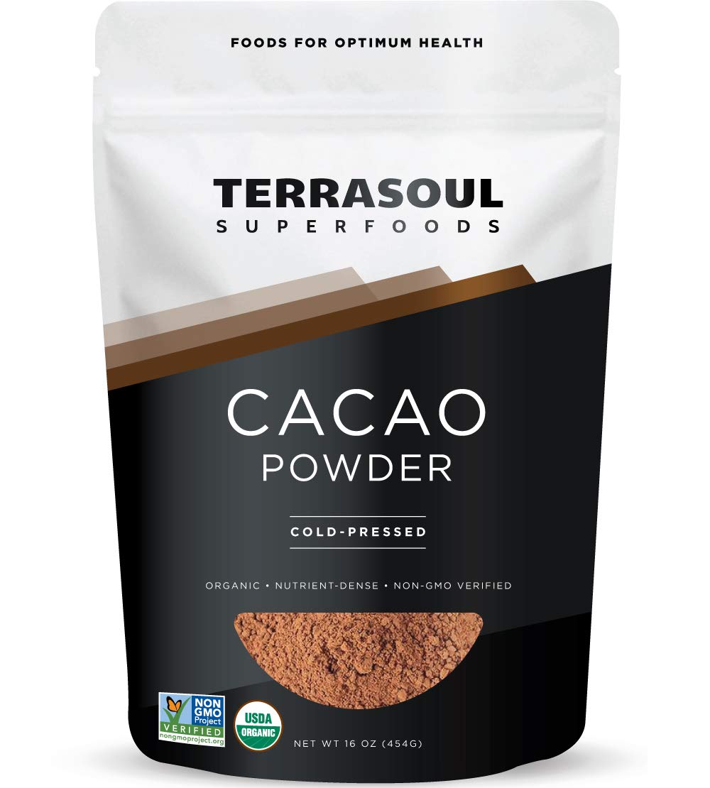 Terrasoul Superfoods cacao powder pouch 16 oz for baking and antioxidant-rich smoothies