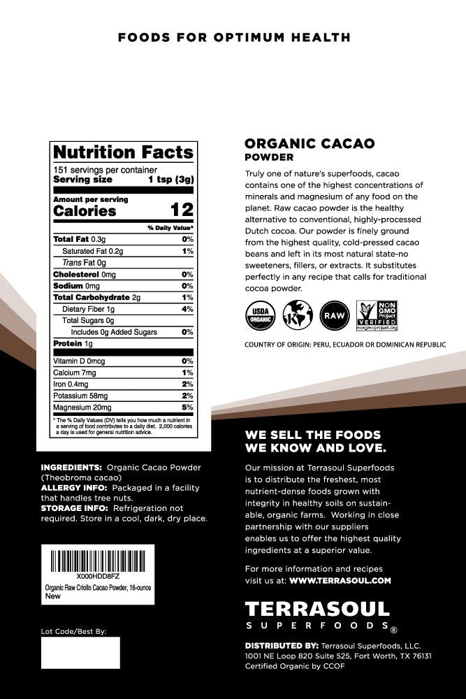 Terrasoul Superfoods cacao powder scoop close-up for recipes