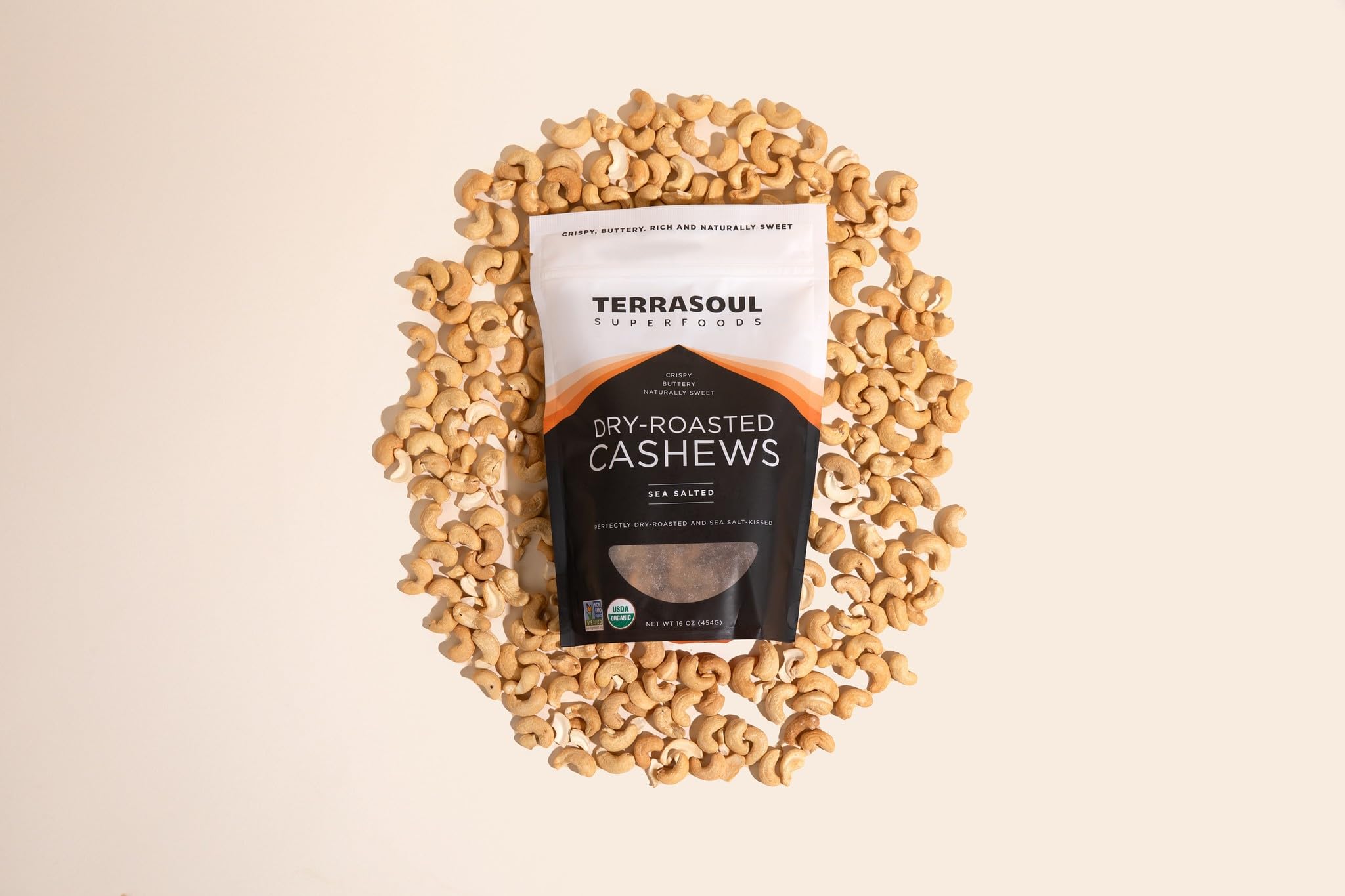 Terrasoul cashews delivering nutty crunch ideal as a snack.