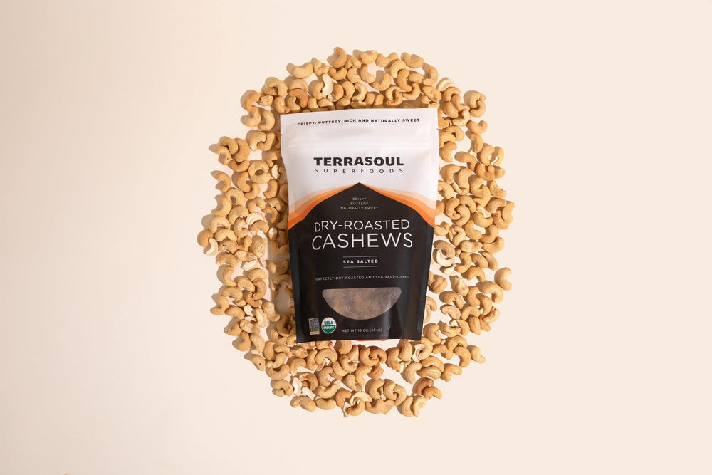 Terrasoul cashews delivering nutty crunch ideal as a snack.