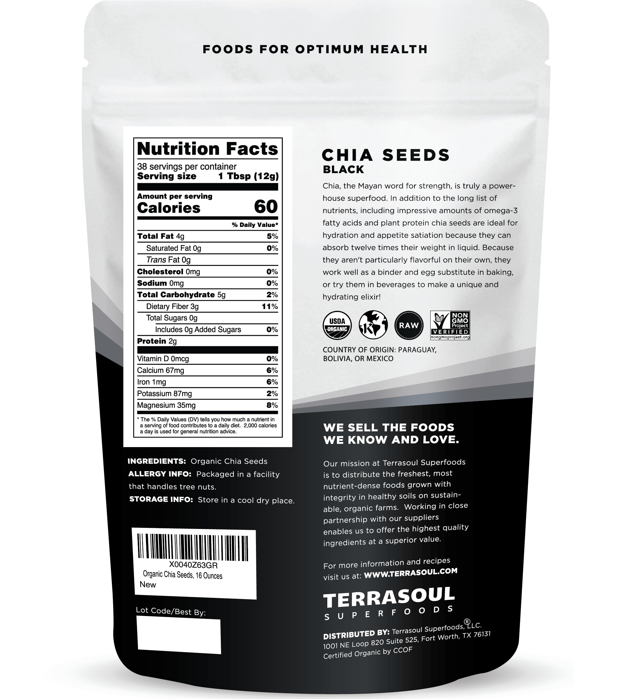 Terrasoul chia seeds in pudding glass showcasing healthy fiber and omega-3 possibilities.