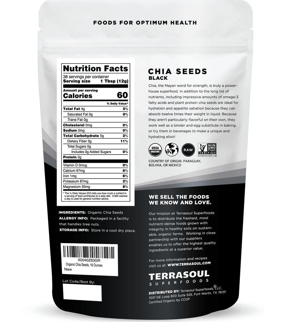 Terrasoul chia seeds in pudding glass showcasing healthy fiber and omega-3 possibilities.