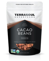 Terrasoul Criollo cacao beans 16oz pack with rich aroma for baking and snacking.