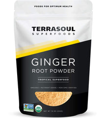 Terrasoul Ginger Powder 1lb jar showing premium organic spice for cooking and baking