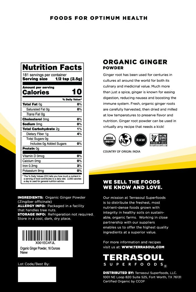 Texture closeup of Terrasoul Ginger Powder highlighting fine, pure powder