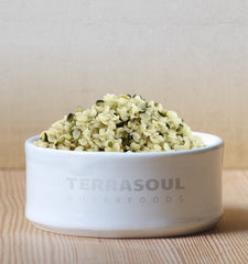 Terrasoul hemp seeds on salad jar mix providing plant-based protein and texture.