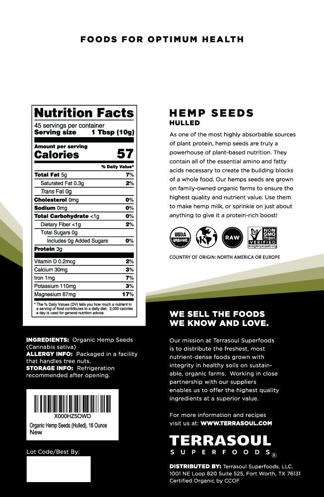 Terrasoul hemp seeds on smoothie bowl topping adding crunch and healthy fats.