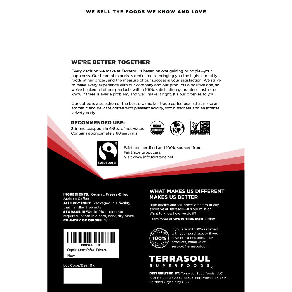 Terrasoul Instant Coffee steaming mug highlighting quick, hot brew for busy mornings.