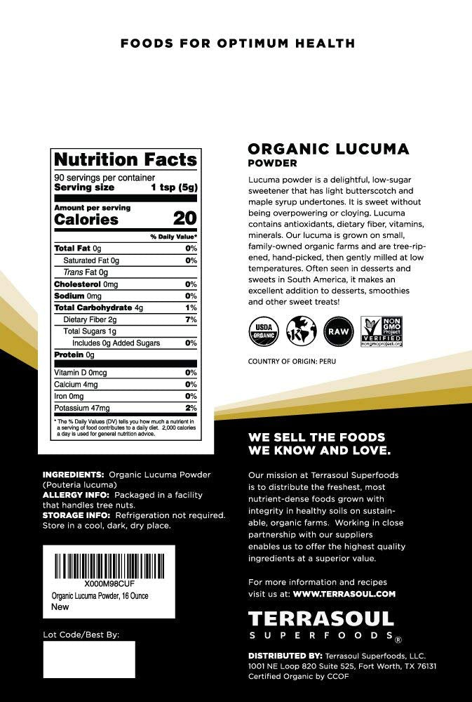 Terrasoul Lucuma Powder spoon demonstrates easy portioning for daily recipes.