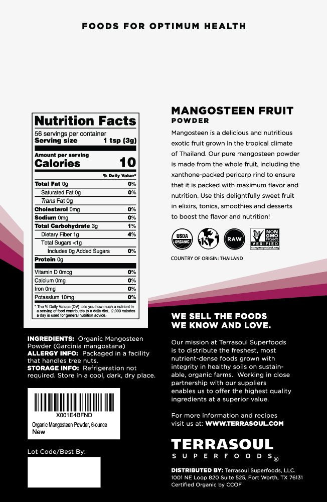 Terrasoul Mangosteen Powder packaging stand in pantry