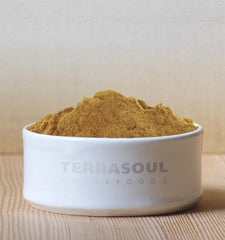 Terrasoul Mesquite Powder smoothie glass illustrating nutrient-rich boost for shakes and coffees
