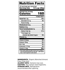 Terrasoul Organic Almond Flour ingredients label highlights organic, non-GMO quality