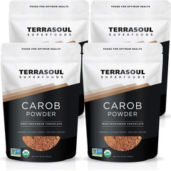 Terrasoul Organic Carob Powder 4lbs pack front, ideal caffeine-free cocoa substitute for baking.