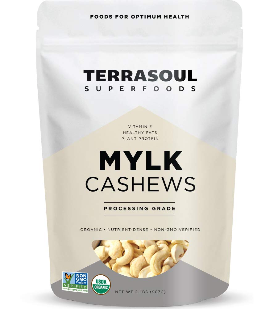 Terrasoul Superfoods Organic Raw Cashews Mylk Grade bag 2 lb for fresh plant-based milk
