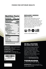 Terrasoul organic hulled sesame seeds bulk bag close-up, ideal for dressings
