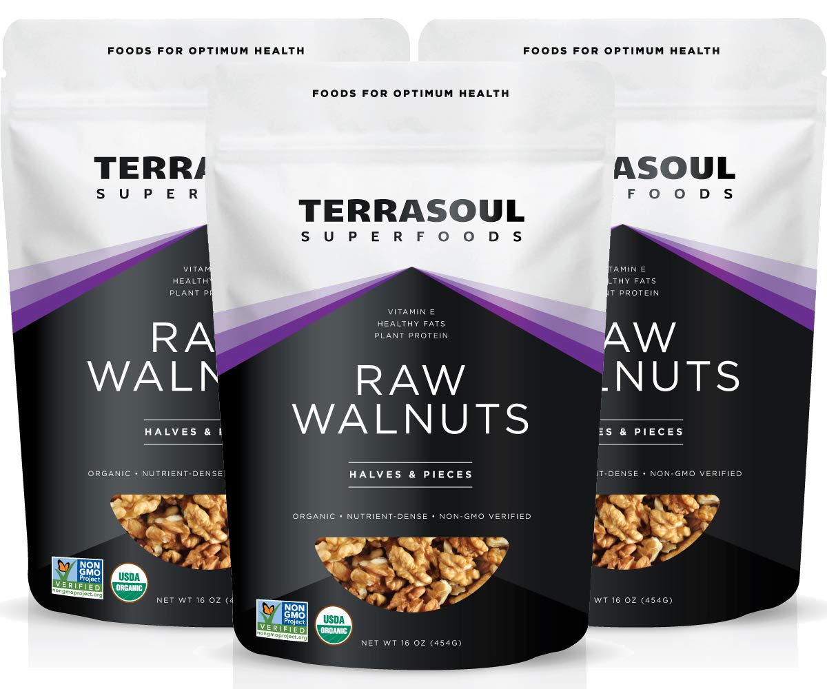 Terrasoul Chandler walnuts pack with light halves, ready for snacking.